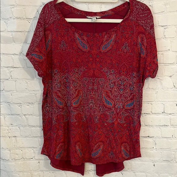 Lucky Brand Tops - Lucky Brand Red Short Sleeve Blouse
